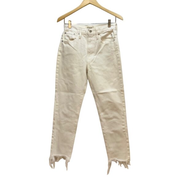 Madewell Perfect Summer Jean 26 White High Rise Straight Cropped Frayed Hem - Picture 1 of 7